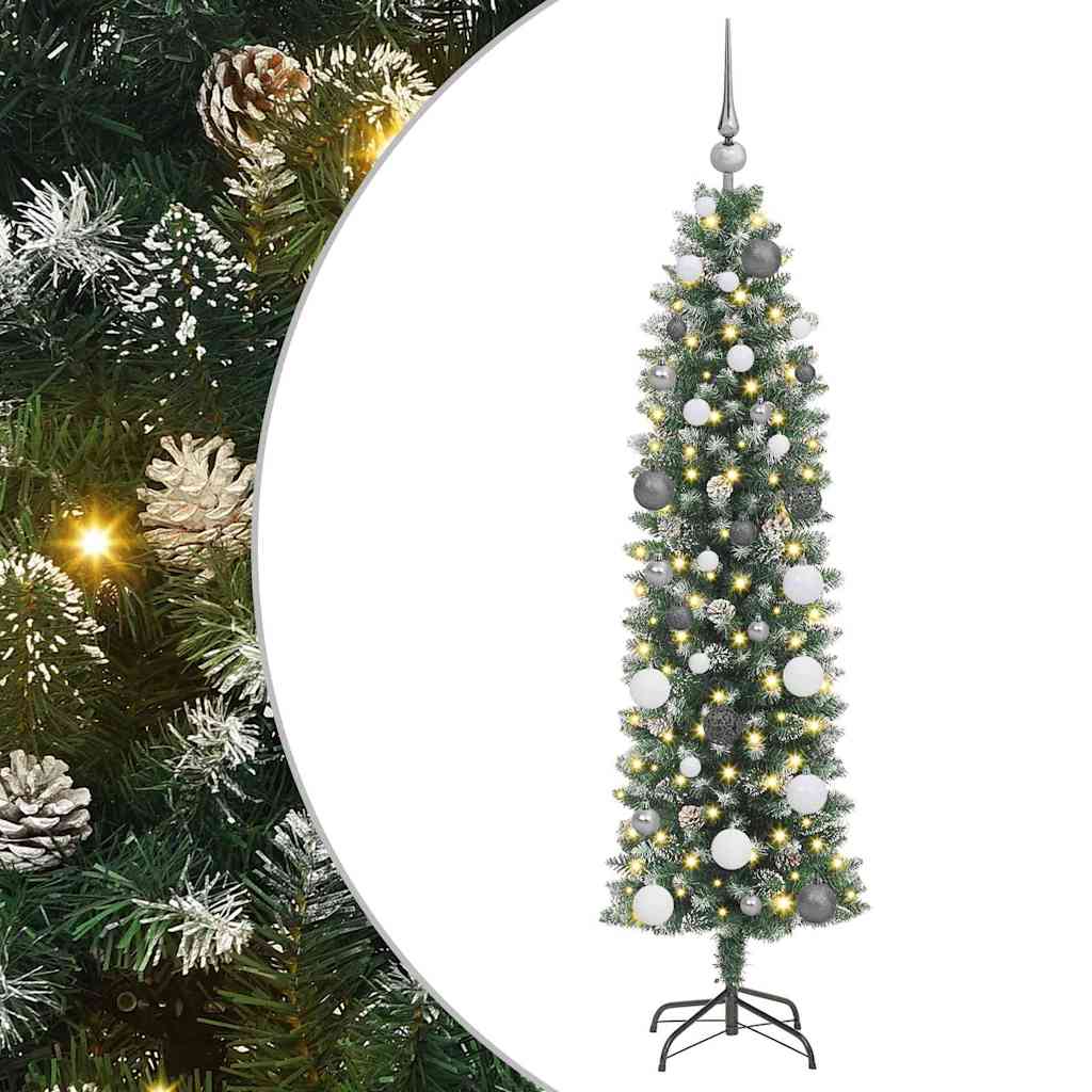 Kunstig Slankt Jule Tre grønn 150 cm PVC og Metall og Plast