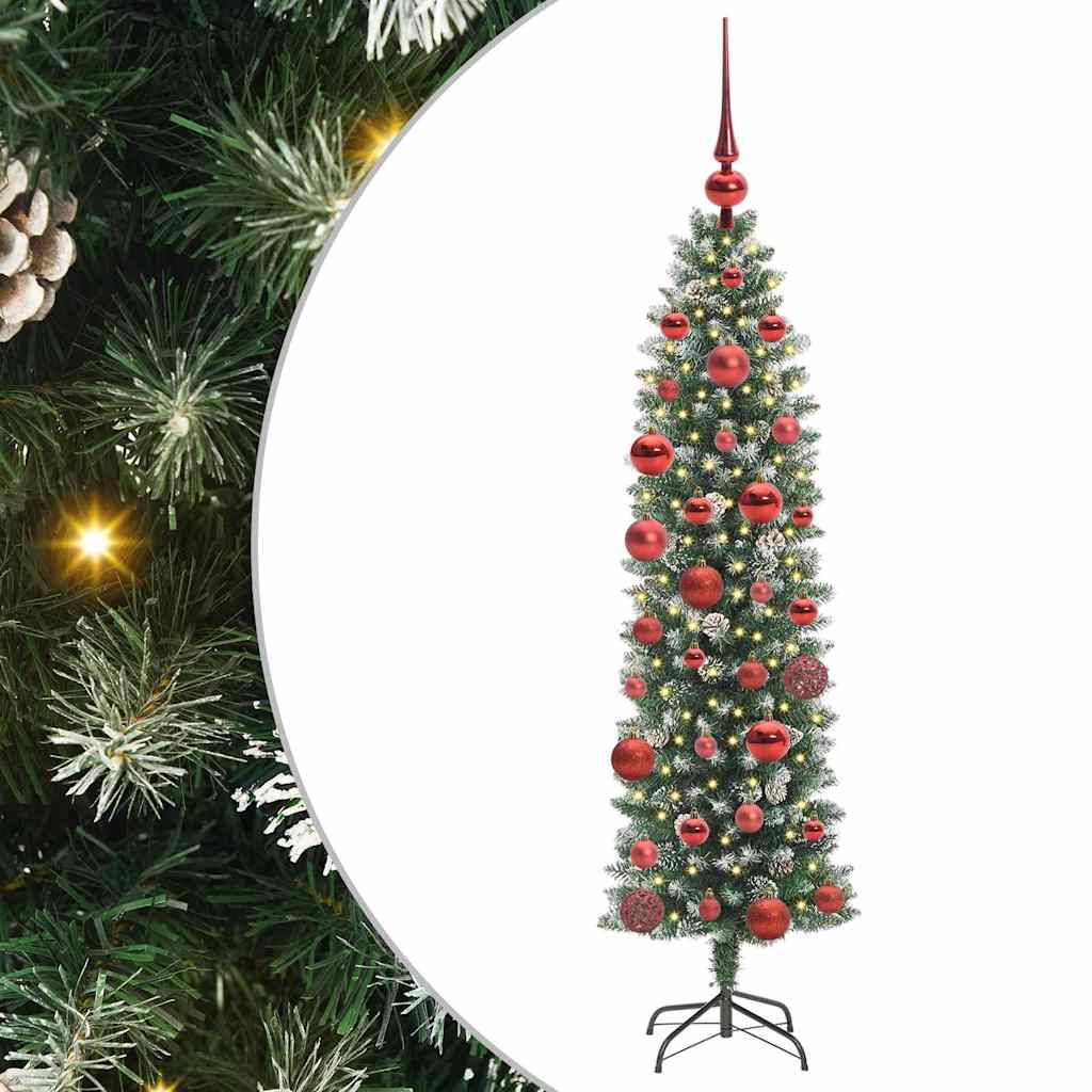 Kunstig Slankt Jule Tre med 150 LED Grønn og hvit 150 cm