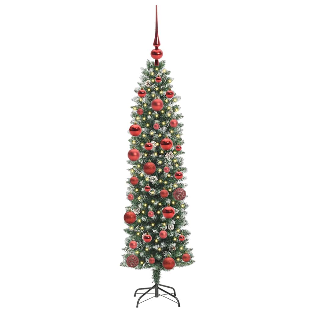 Kunstig Slankt Jule Tre med 150 LED Grønn og hvit 150 cm