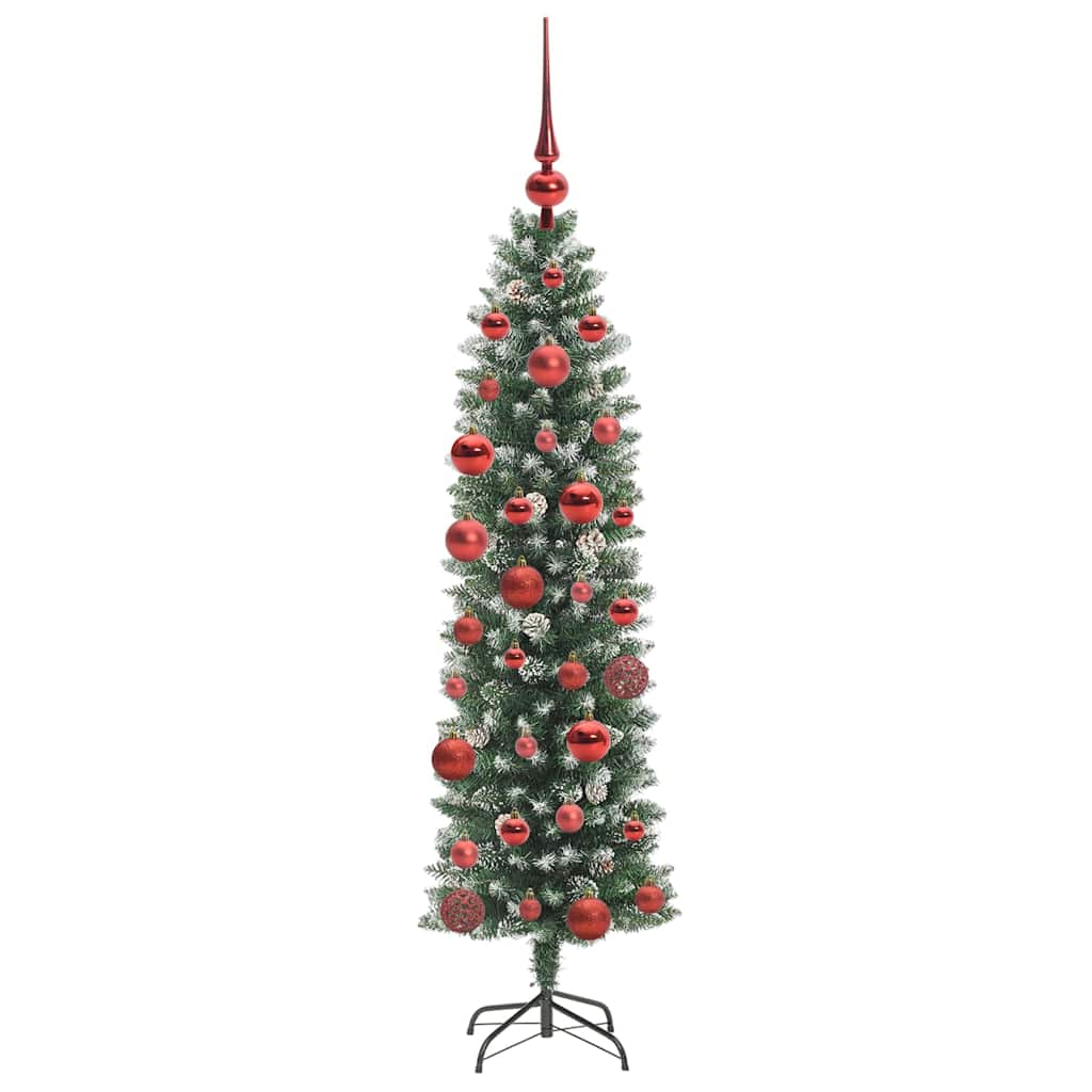 Kunstig Slankt Jule Tre med 150 LED Grønn og hvit 150 cm