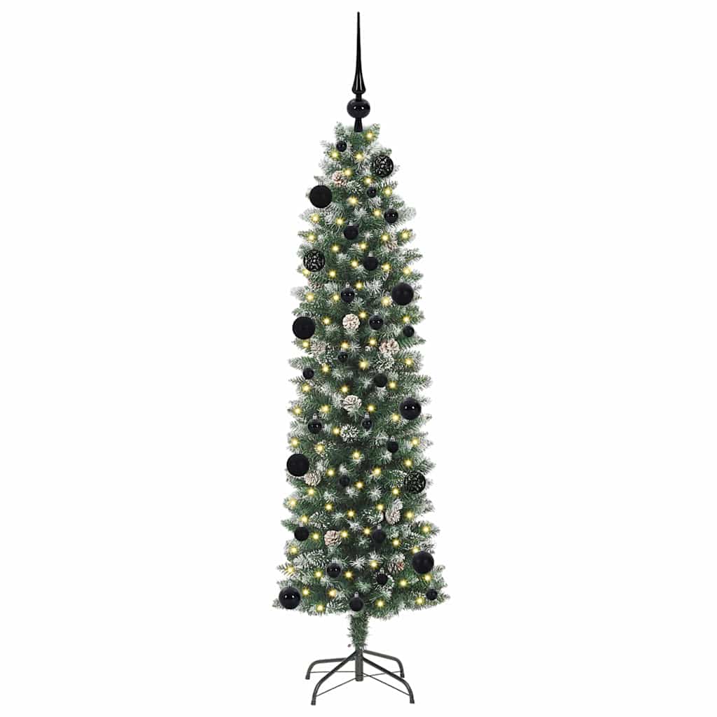 Kunstig Slankt Jule Tre med 150 LED Grønn og hvit 150 cm