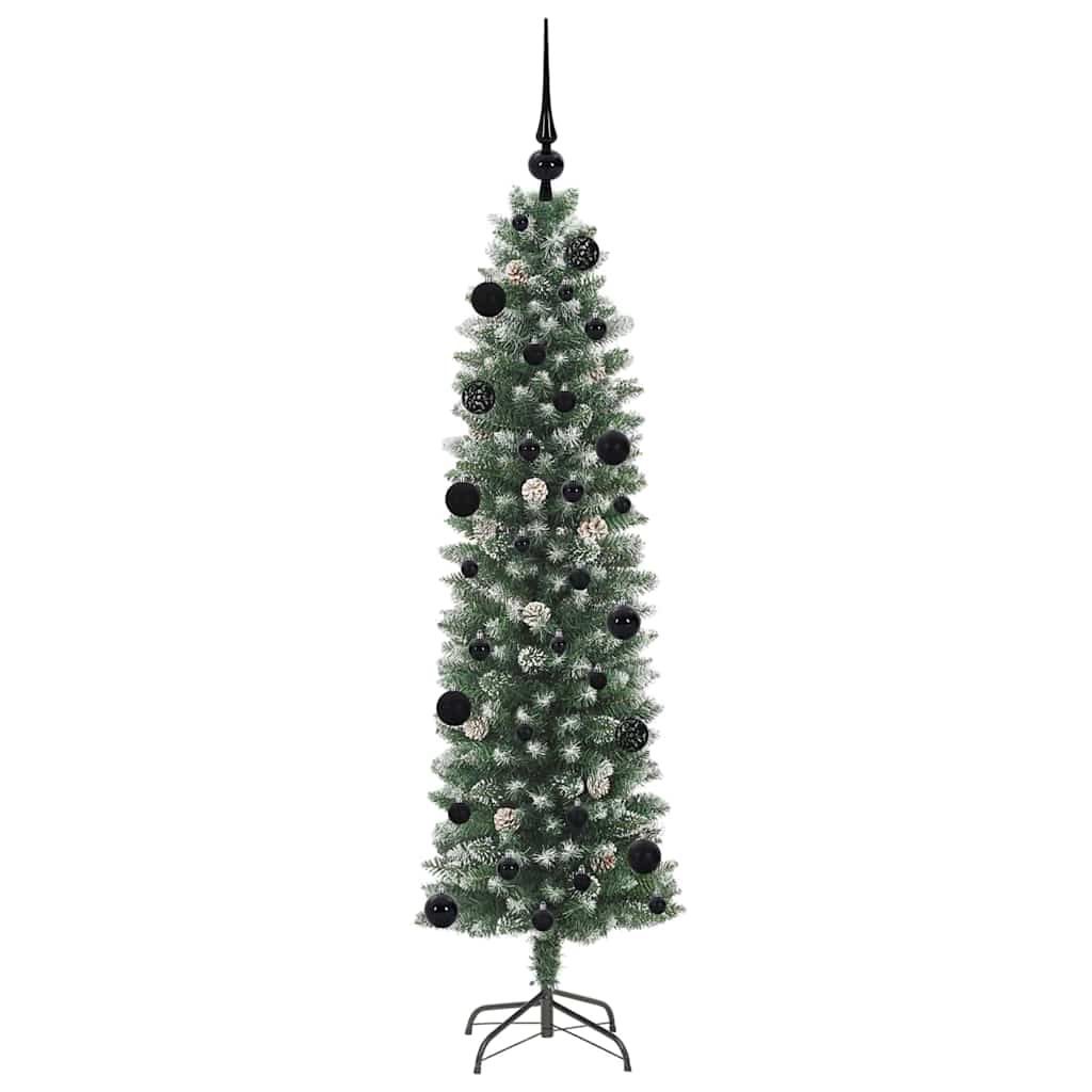 Kunstig Slankt Jule Tre med 150 LED Grønn og hvit 150 cm