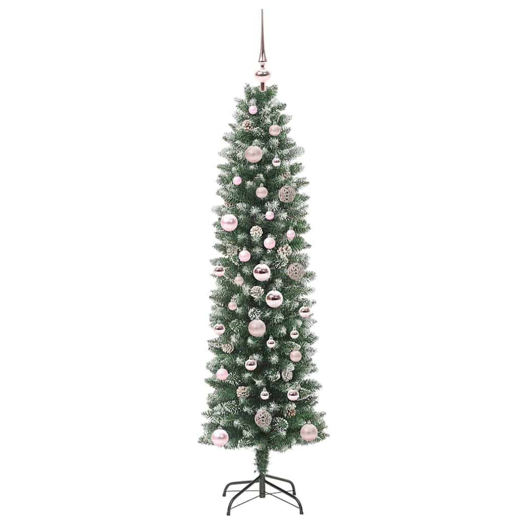 Kunstig Slankt Jule Tre med 150 LED Grønn og hvit 150 cm