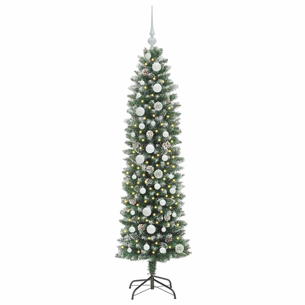 Kunstig Slankt Jule Tre med 150 LED Grønn og hvit 150 cm
