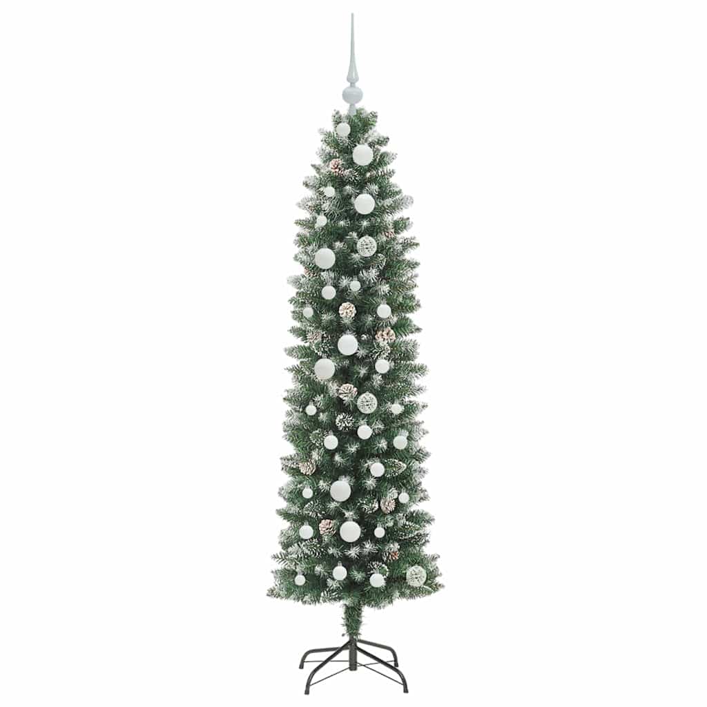 Kunstig Slankt Jule Tre med 150 LED Grønn og hvit 150 cm