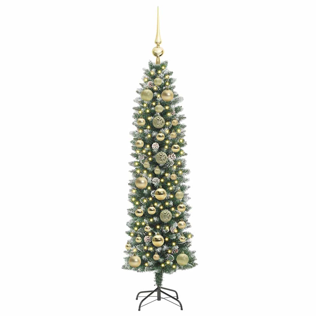 Kunstig Slankt Jule Tre med 150 LED Grønn og hvit 150 cm