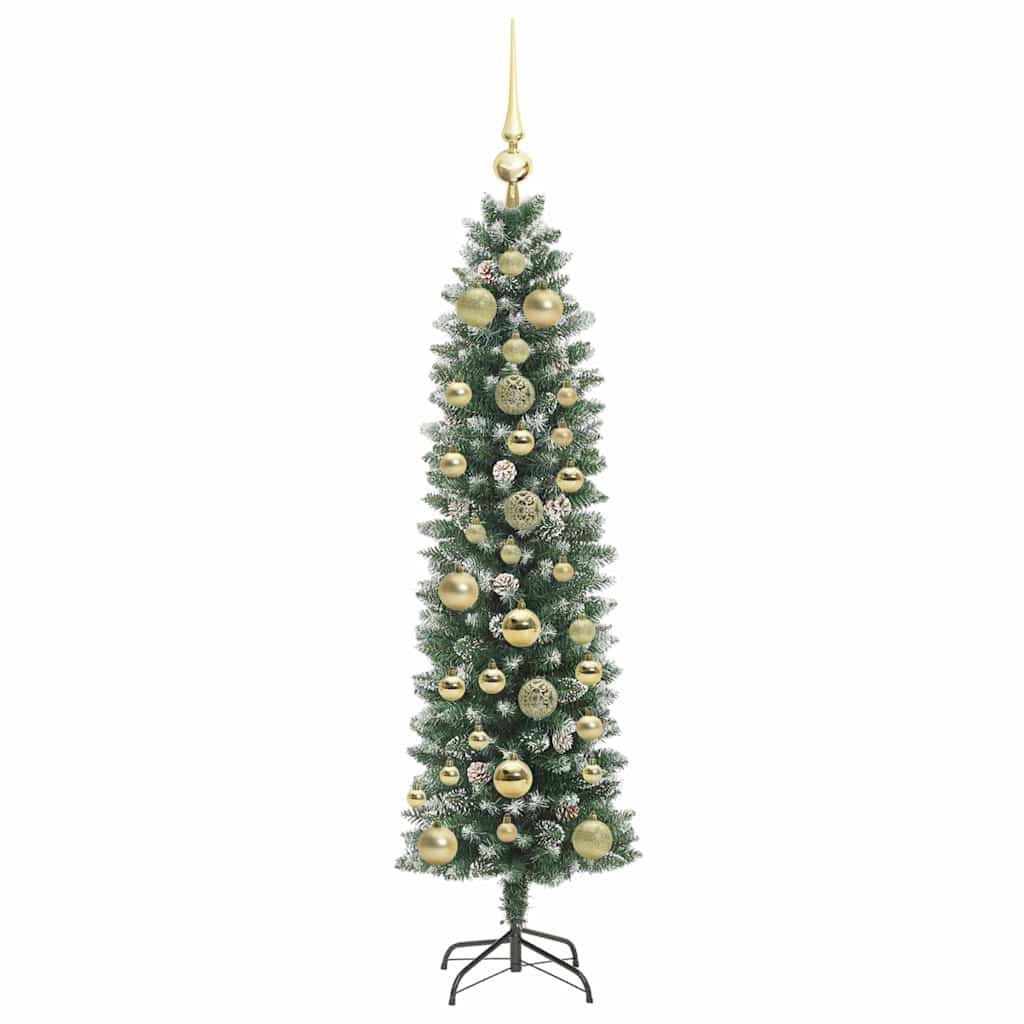 Kunstig Slankt Jule Tre med 150 LED Grønn og hvit 150 cm