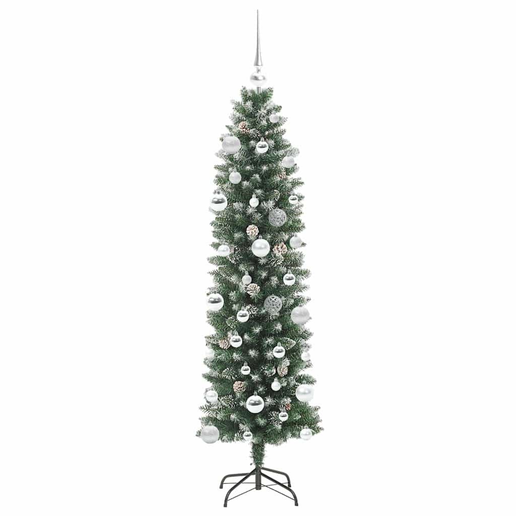 Kunstig Slankt Jule Tre med 150 LED Grønn og hvit 150 cm