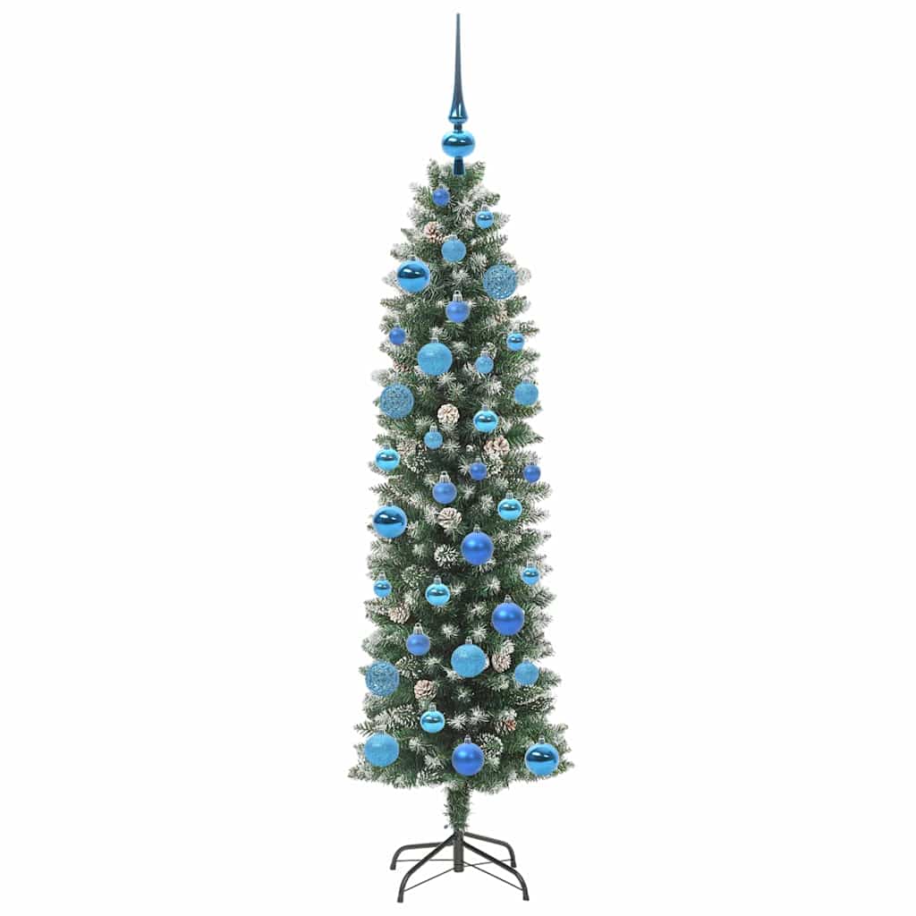 Kunstig Slankt Jule Tre med 150 LED Grønn og hvit 150 cm
