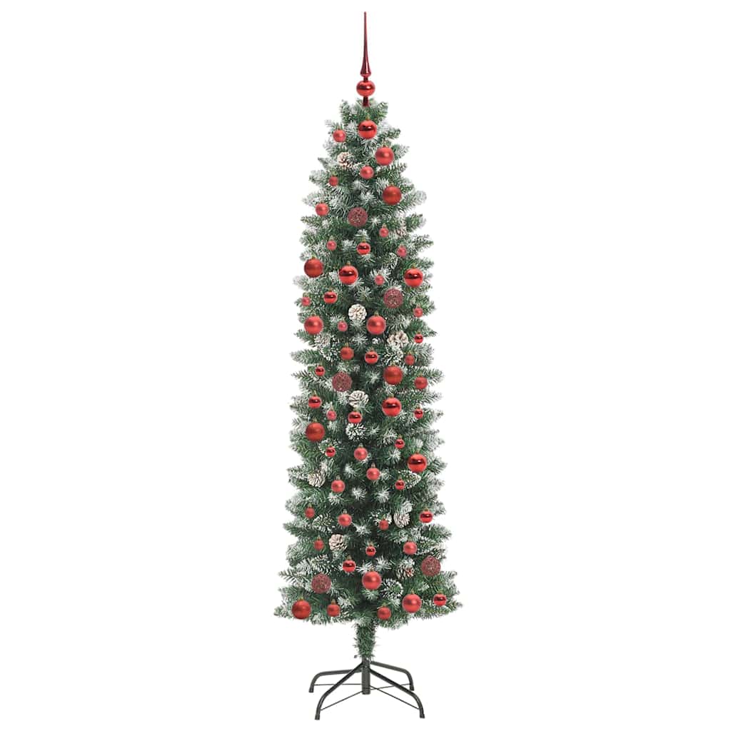 Kunstig Slankt Jule Tre med 300 LED Grønn og hvit 180 cm