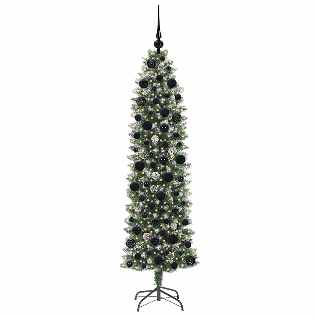 Kunstig Slankt Jule Tre med 300 LED Grønn og hvit 180 cm