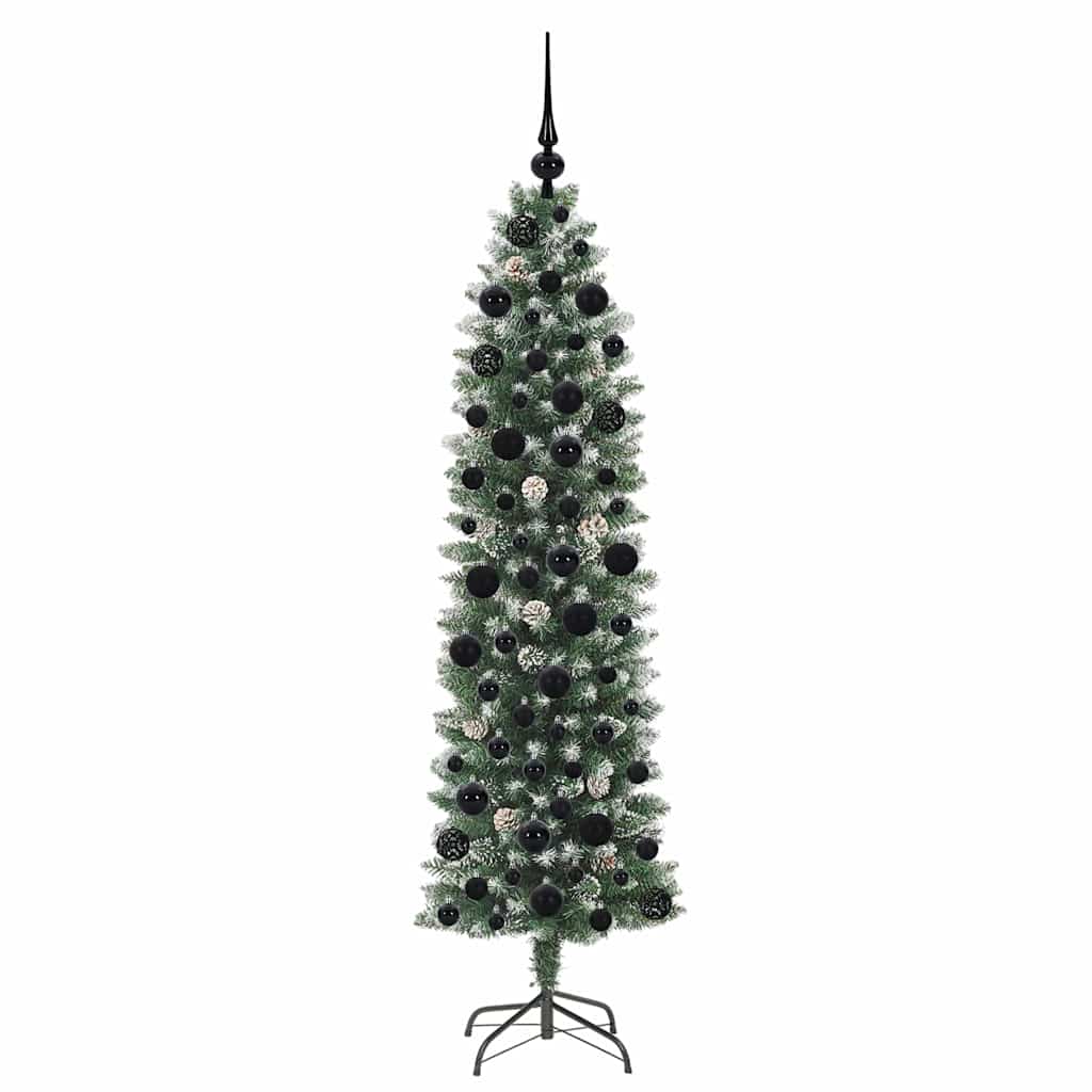 Kunstig Slankt Jule Tre med 300 LED Grønn og hvit 180 cm