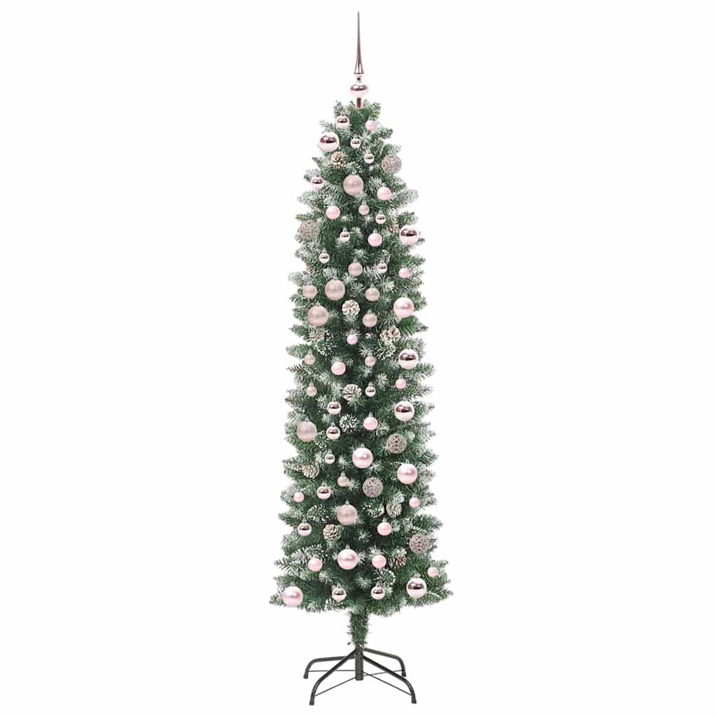 Kunstig Slankt Jule Tre med 300 LED Grønn og hvit 180 cm