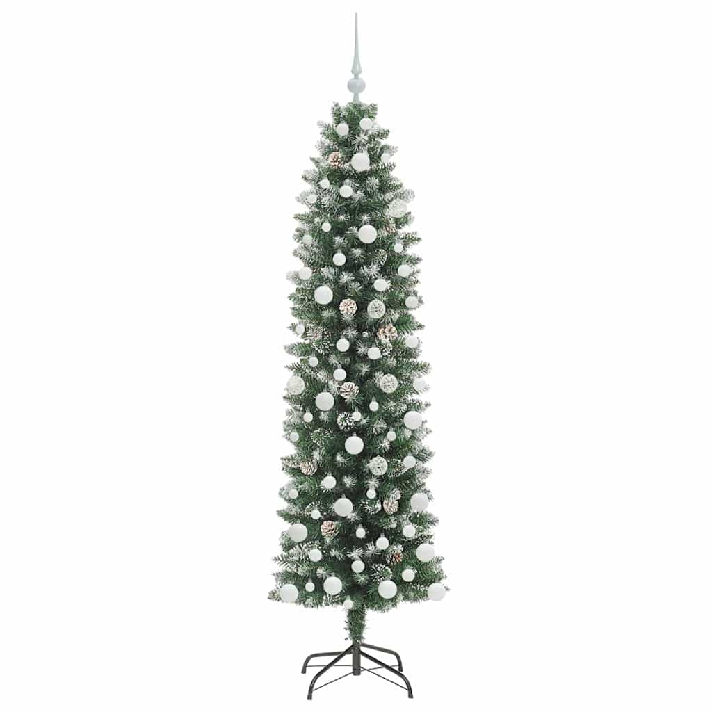 Kunstig Slankt Jule Tre med 300 LED Grønn og hvit 180 cm