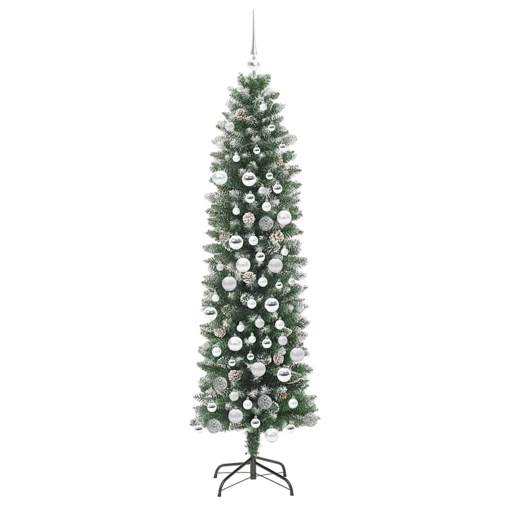 Kunstig Slankt Jule Tre med 300 LED Grønn og hvit 180 cm