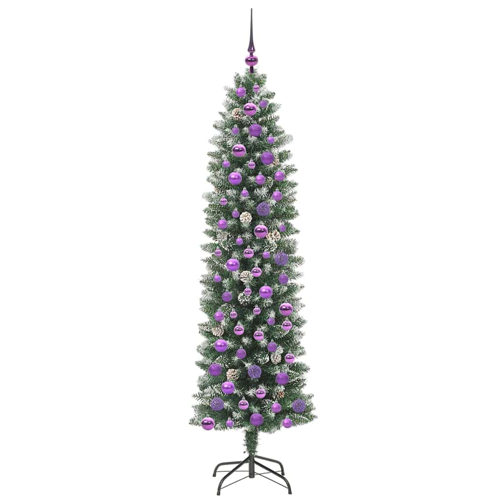 Kunstig Slankt Jule Tre med 300 LED Grønn og hvit 180 cm