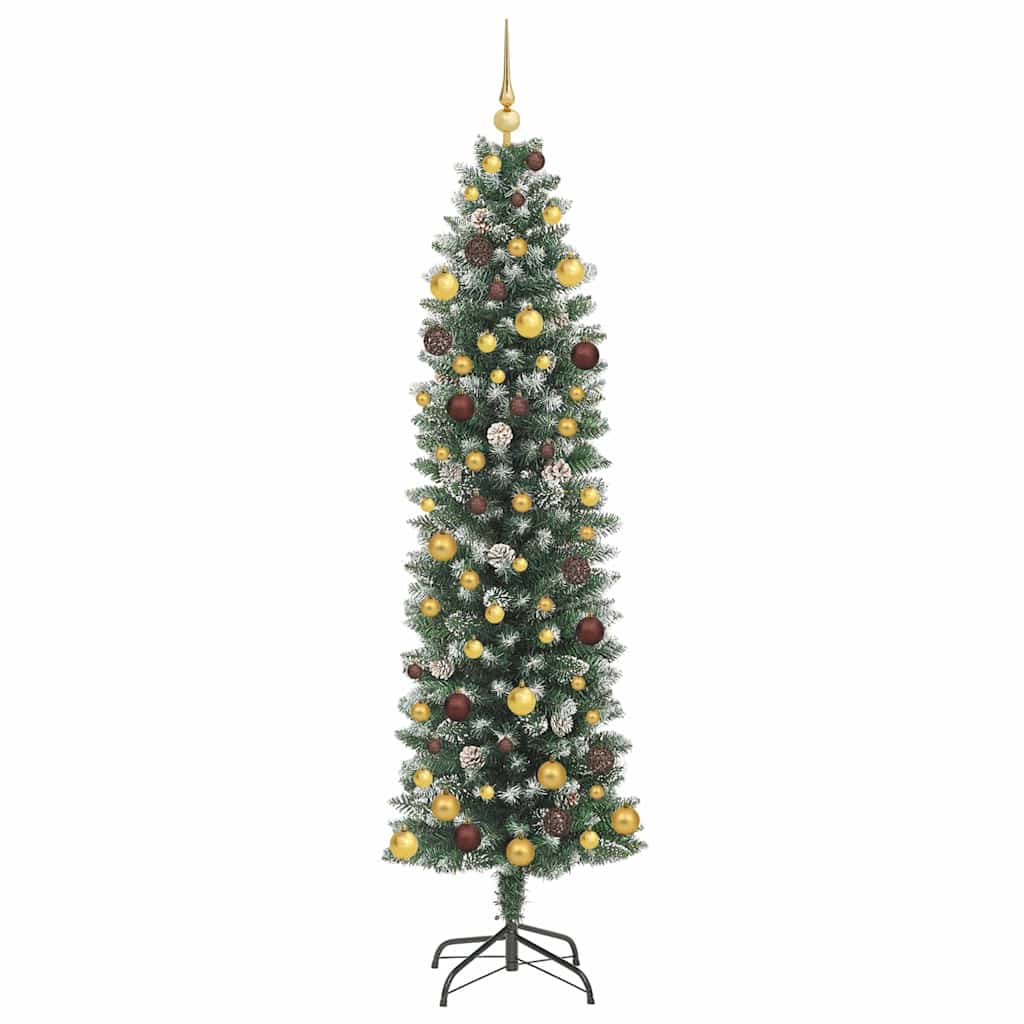 Kunstig Slankt Jule Tre med 300 LED Grønn og hvit 210 cm