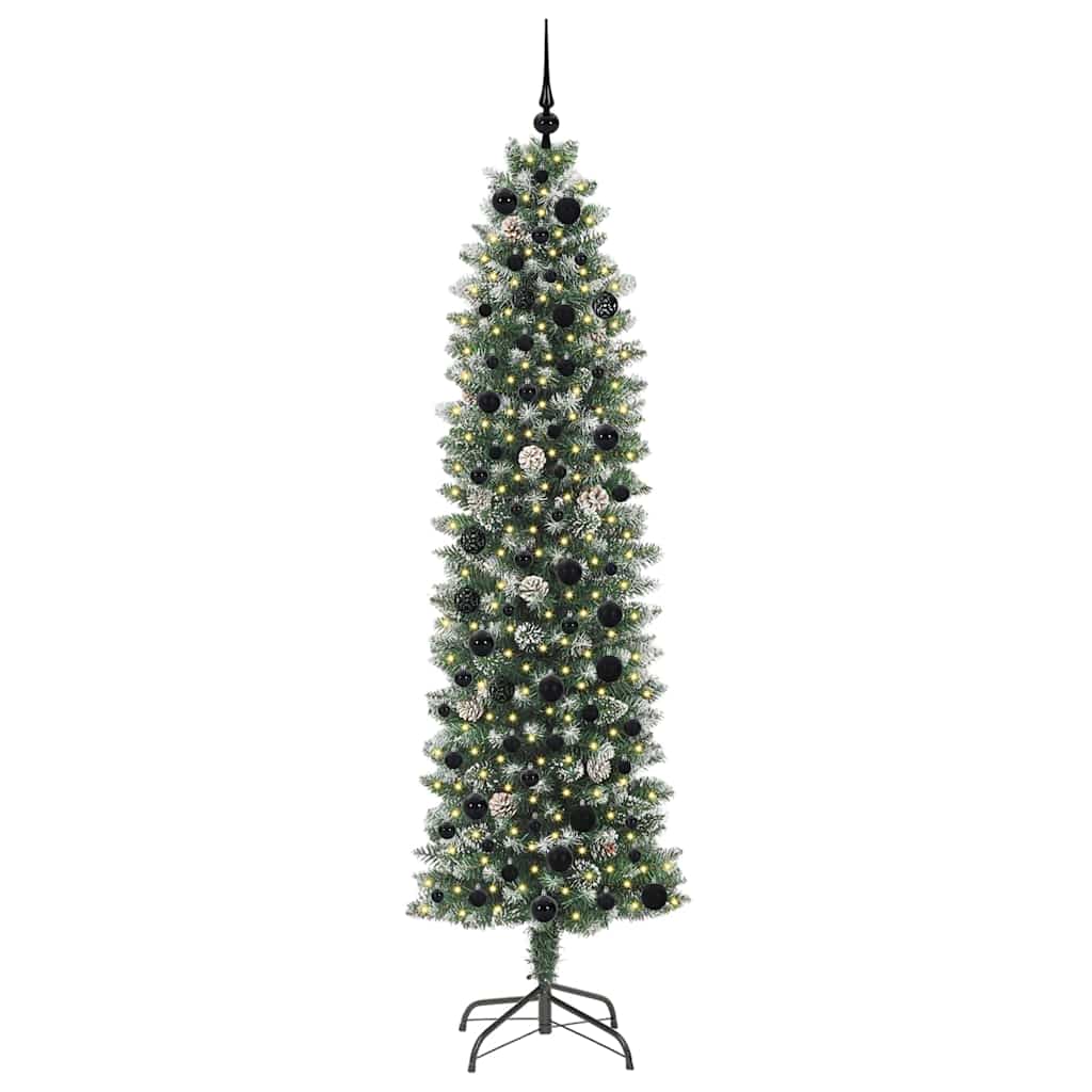 Kunstig Slankt Jule Tre med 300 LED Grønn og hvit 210 cm