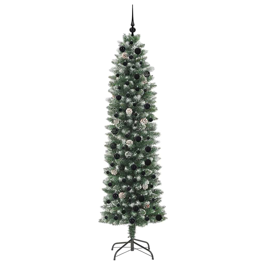 Kunstig Slankt Jule Tre med 300 LED Grønn og hvit 210 cm