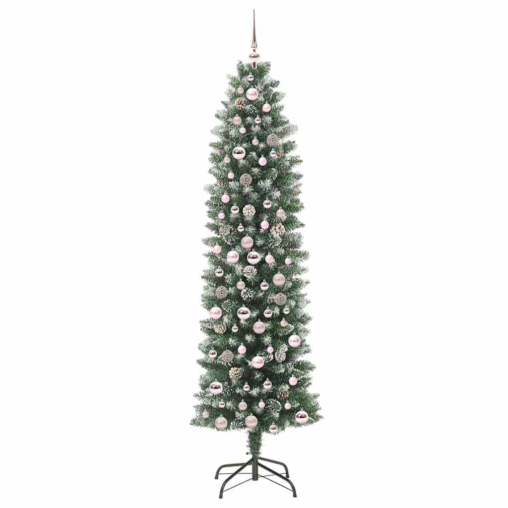 Kunstig Slankt Jule Tre med 300 LED Grønn og hvit 210 cm