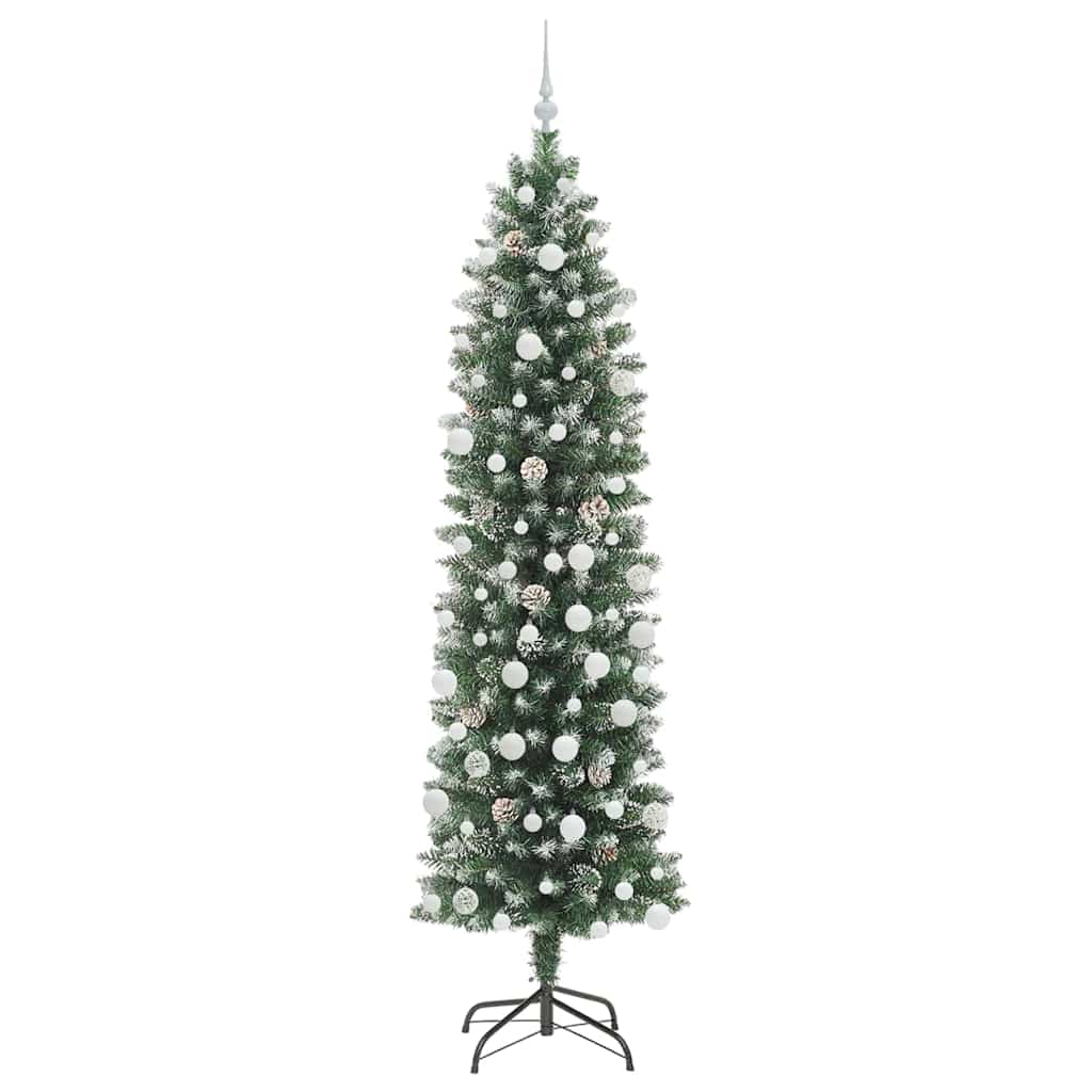 Kunstig Slankt Jule Tre med 300 LED Grønn og hvit 210 cm