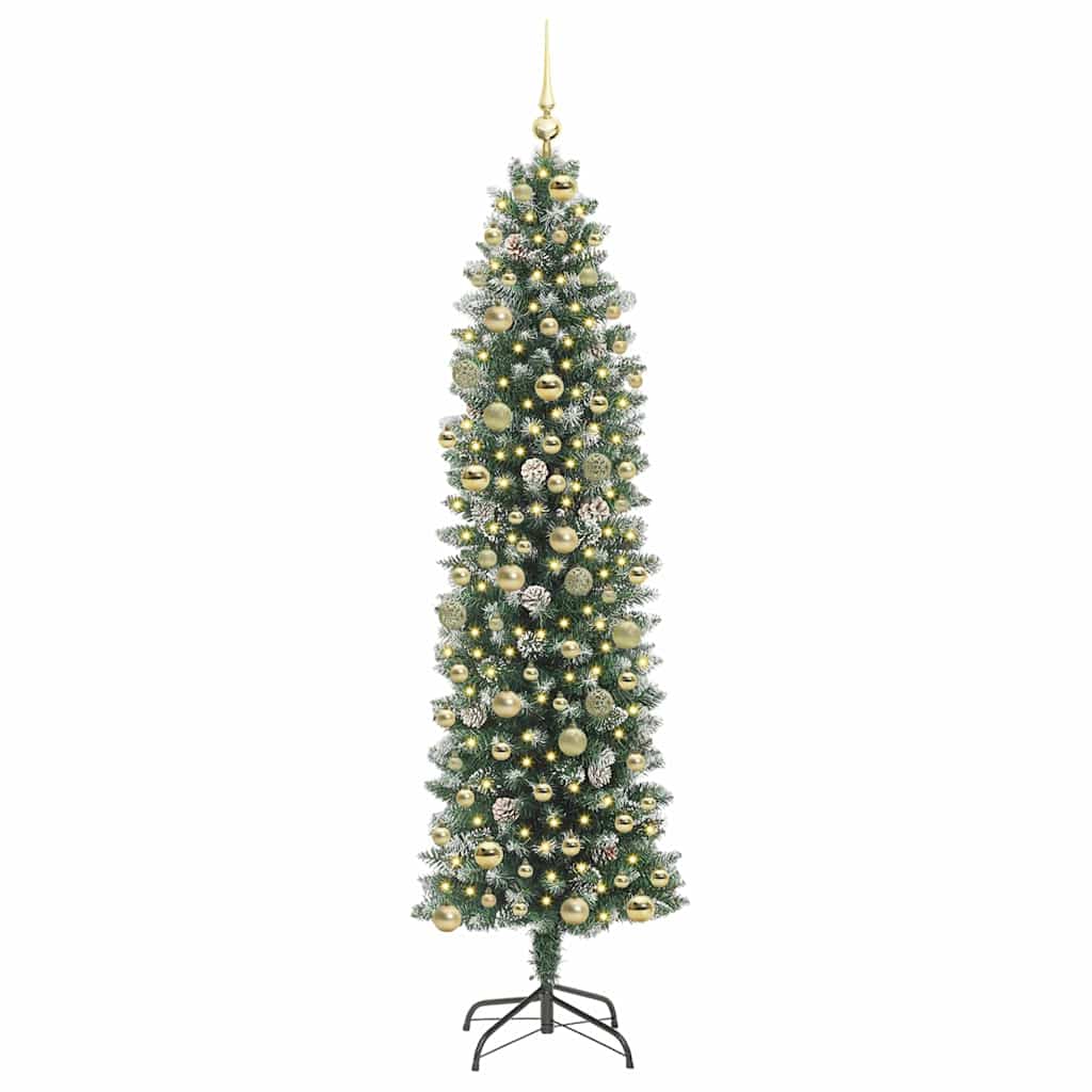Kunstig Slankt Jule Tre med 300 LED Grønn og hvit 210 cm