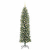 Kunstig Slankt Jule Tre med 300 LED Grønn og hvit 210 cm
