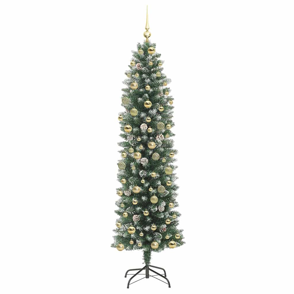 Kunstig Slankt Jule Tre med 300 LED Grønn og hvit 210 cm