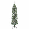 Kunstig Slankt Jule Tre med 300 LED Grønn og hvit 210 cm