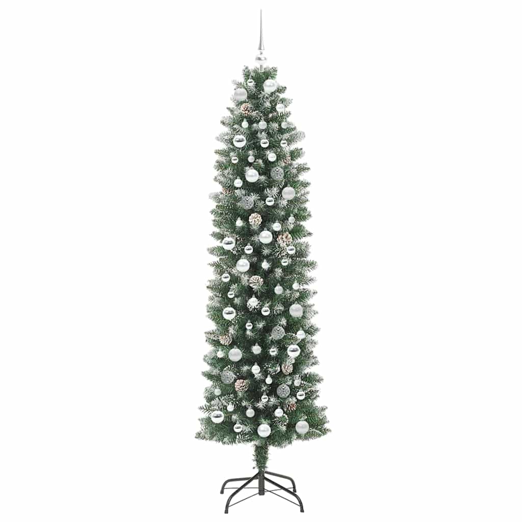 Kunstig Slankt Jule Tre med 300 LED Grønn og hvit 210 cm