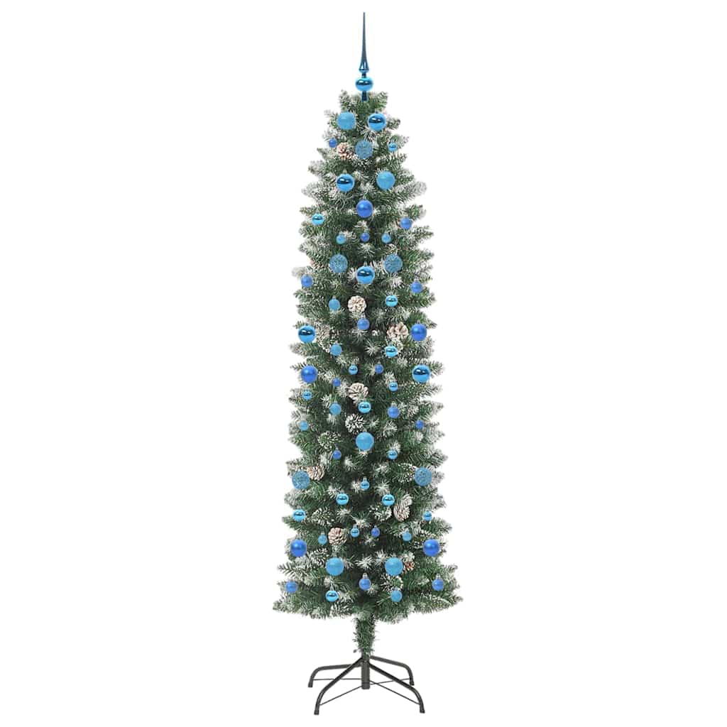 Kunstig Slankt Jule Tre med 300 LED Grønn og hvit 210 cm