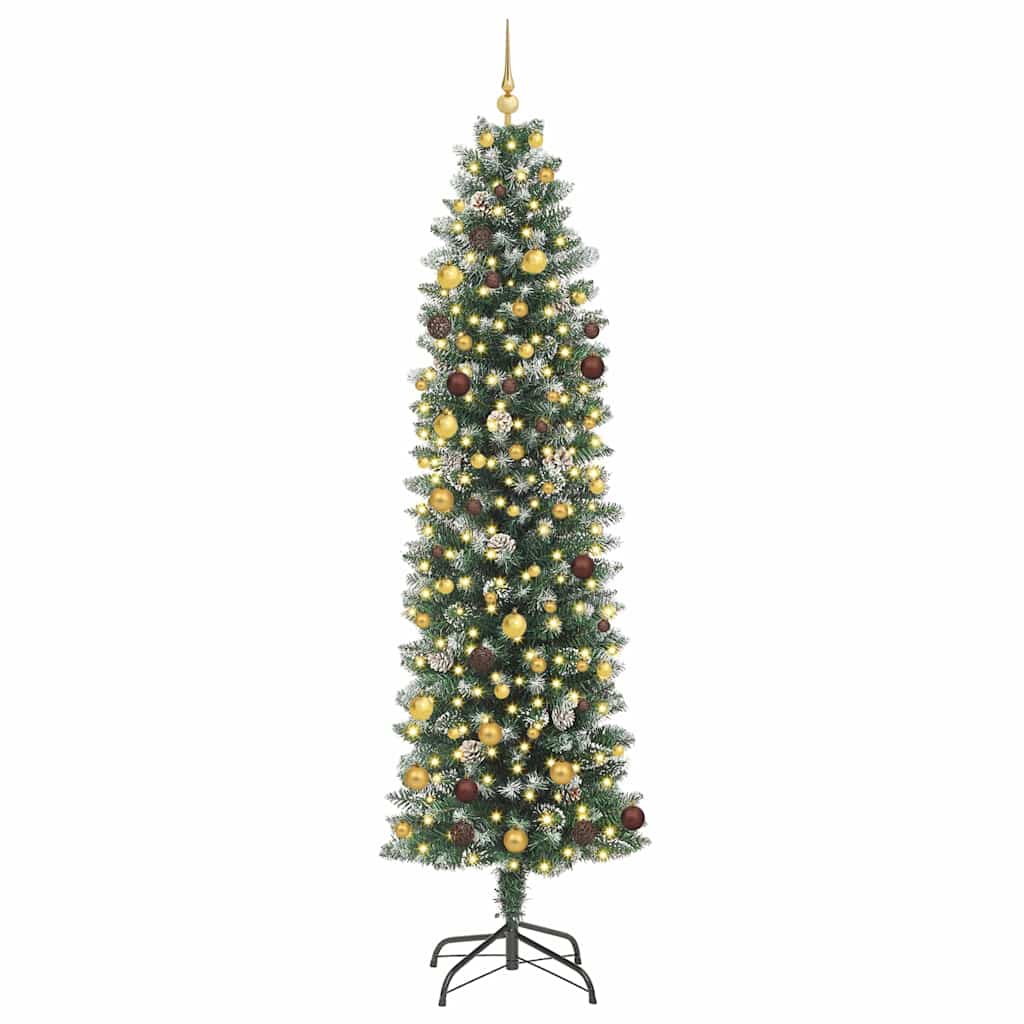 Kunstig Slankt Jule Tre med 300 LED Grønn og hvit 240 cm