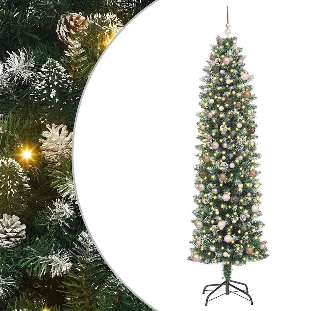 Kunstig Slankt Jule Tre grønn 240 cm PVC og Metall og Plast