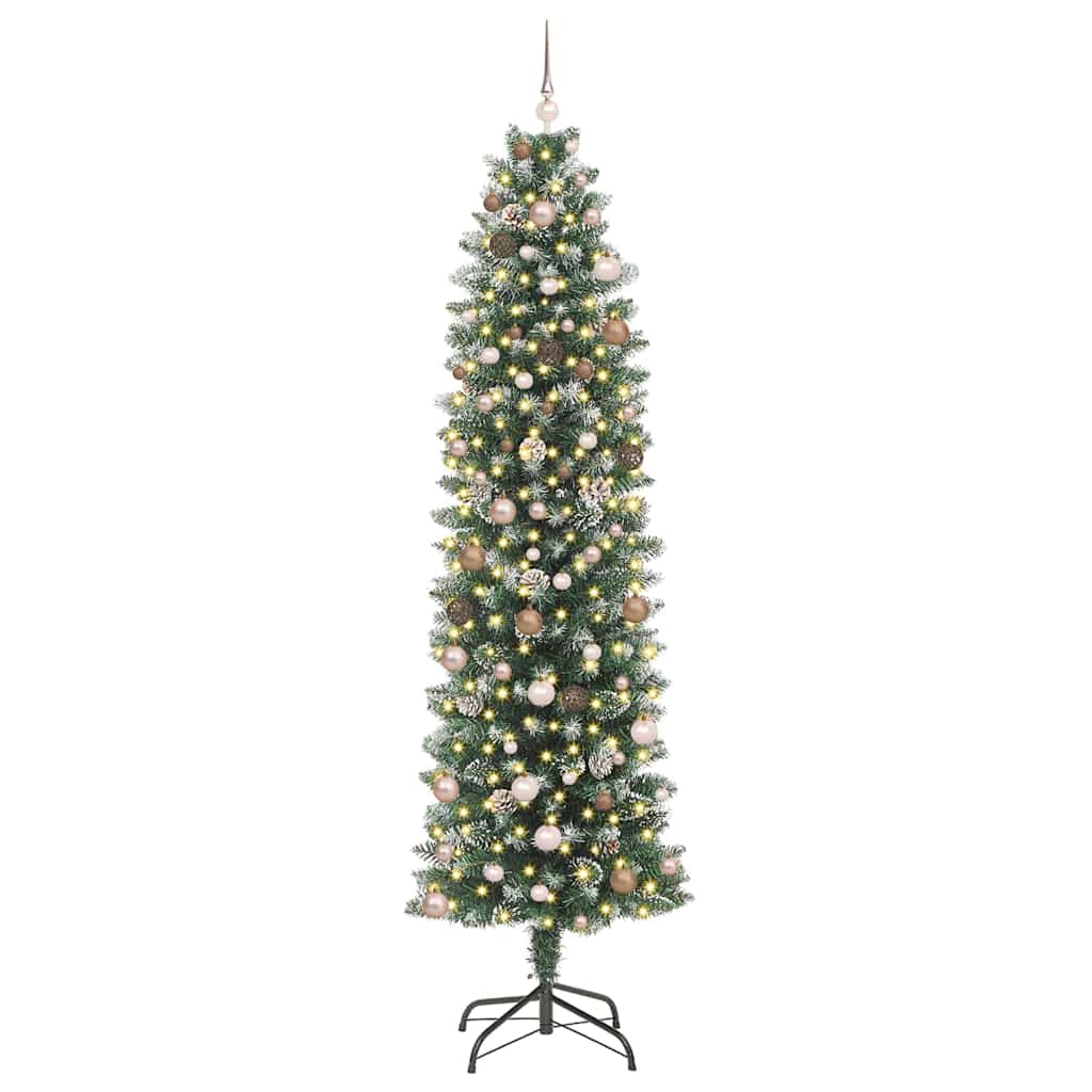 Kunstig Slankt Jule Tre grønn 240 cm PVC og Metall og Plast