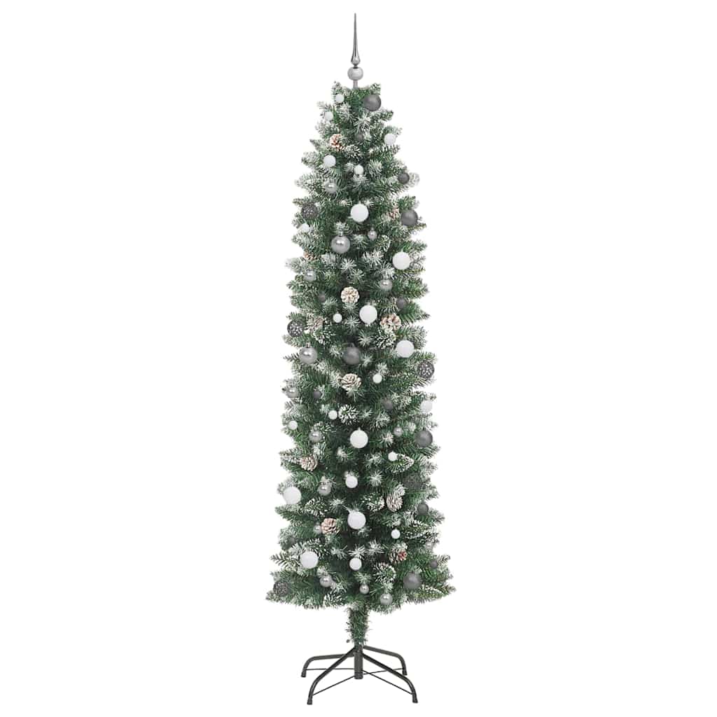 Kunstig Slankt Jule Tre med 300 LED Grønn og hvit 240 cm