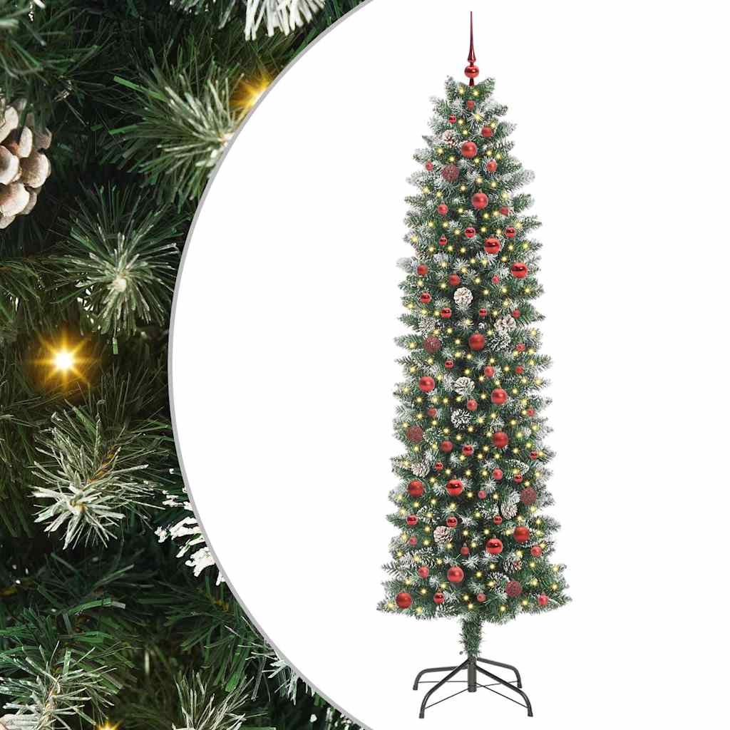 Kunstig Slankt Jule Tre med 300 LED Grønn og hvit 240 cm