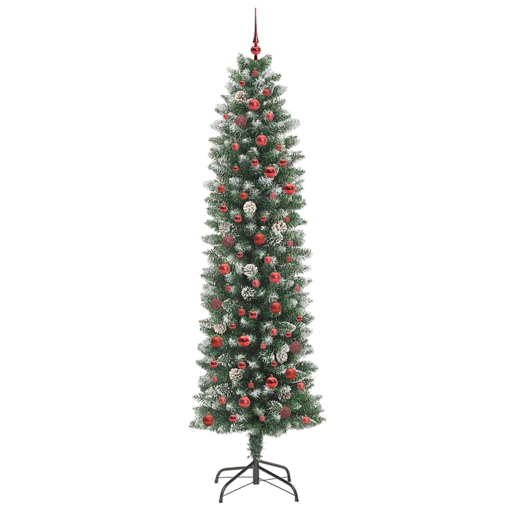 Kunstig Slankt Jule Tre med 300 LED Grønn og hvit 240 cm