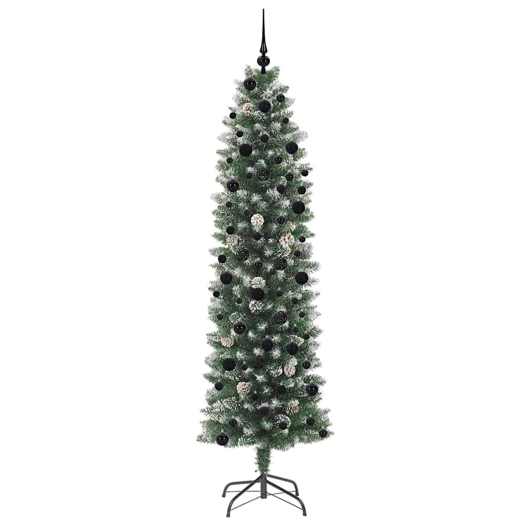 Kunstig Slankt Jule Tre med 300 LED Grønn og hvit 240 cm vidaXL