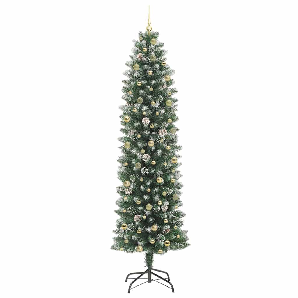 Kunstig Slankt Jule Tre med 300 LED Grønn og hvit 240 cm
