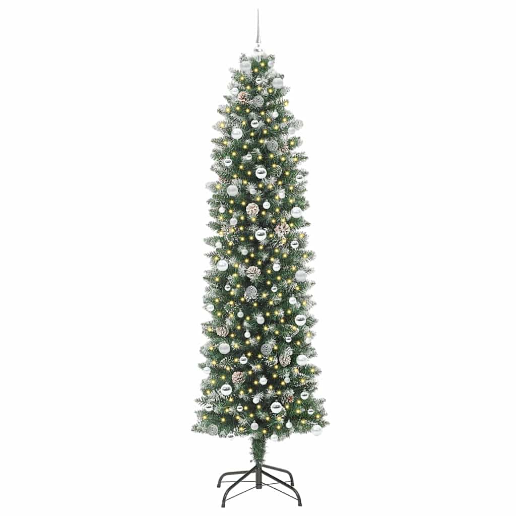 Kunstig Slankt Jule Tre med 300 LED Grønn og hvit 240 cm