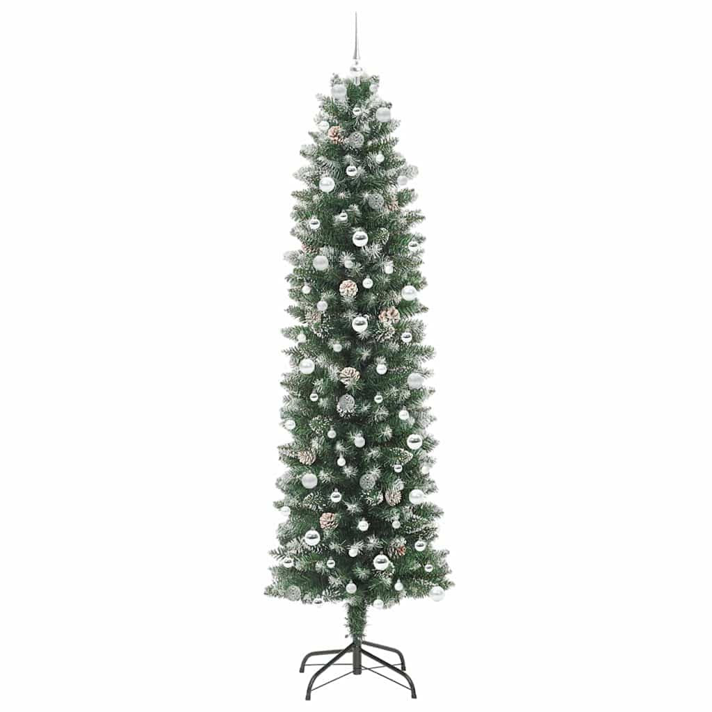 Kunstig Slankt Jule Tre med 300 LED Grønn og hvit 240 cm