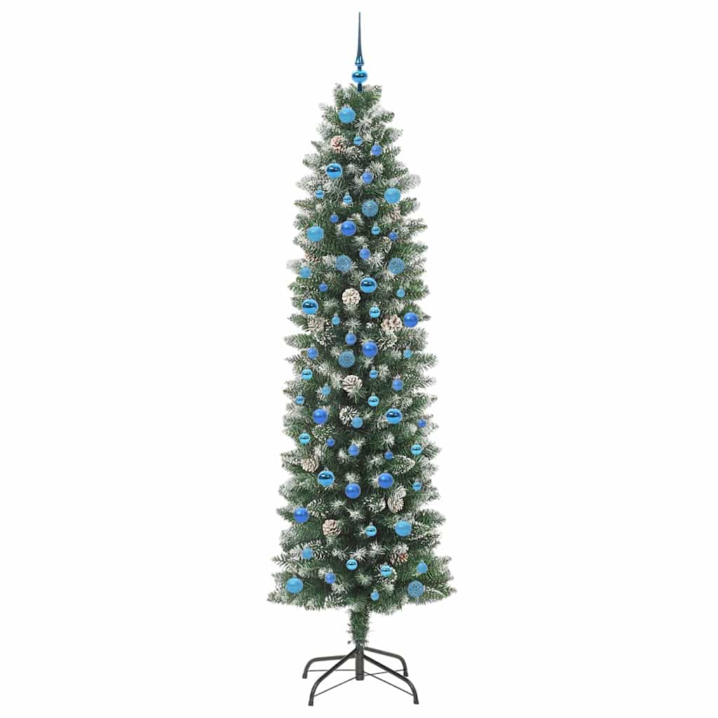 Kunstig Slankt Jule Tre med 300 LED Grønn og hvit 240 cm vidaXL
