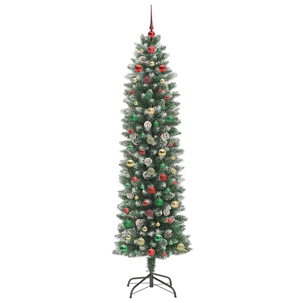 Kunstig Slankt Jule Tre med 300 LED Grønn og hvit 240 cm