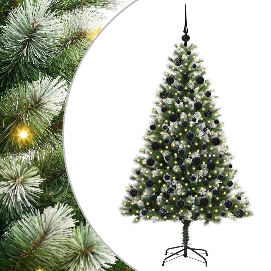 Kunstig leddet juletre med flocket snø Grønn og hvit 180 cm