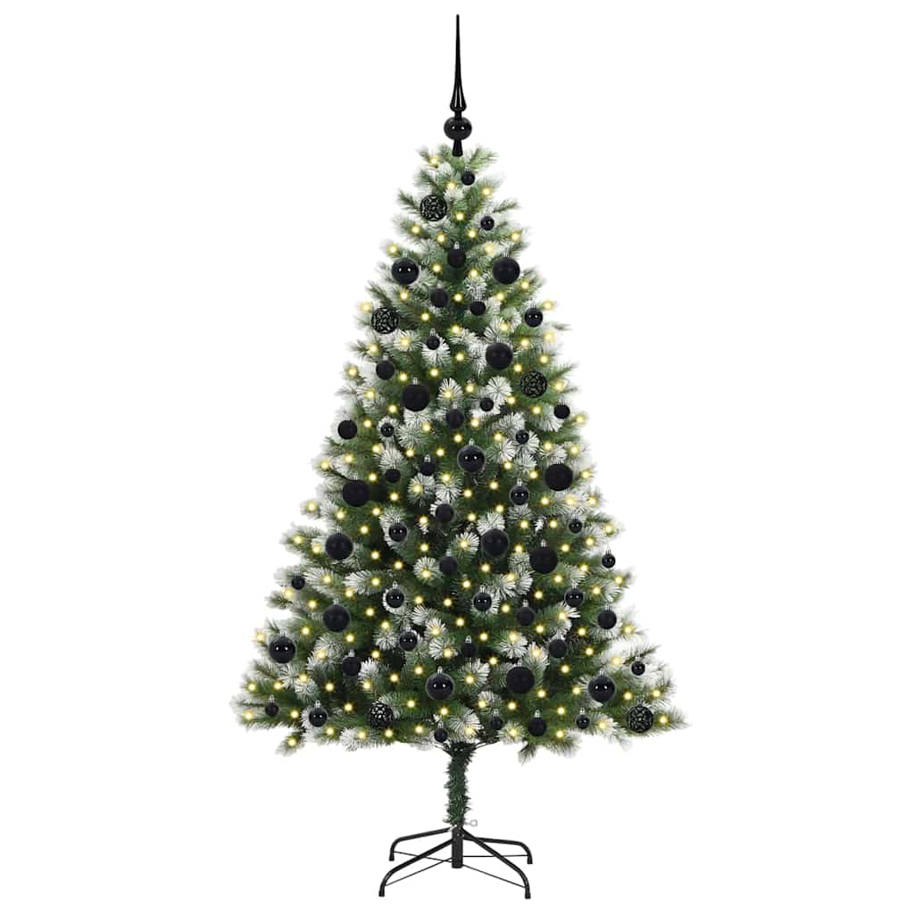 Kunstig leddet juletre med flocket snø Grønn og hvit 180 cm