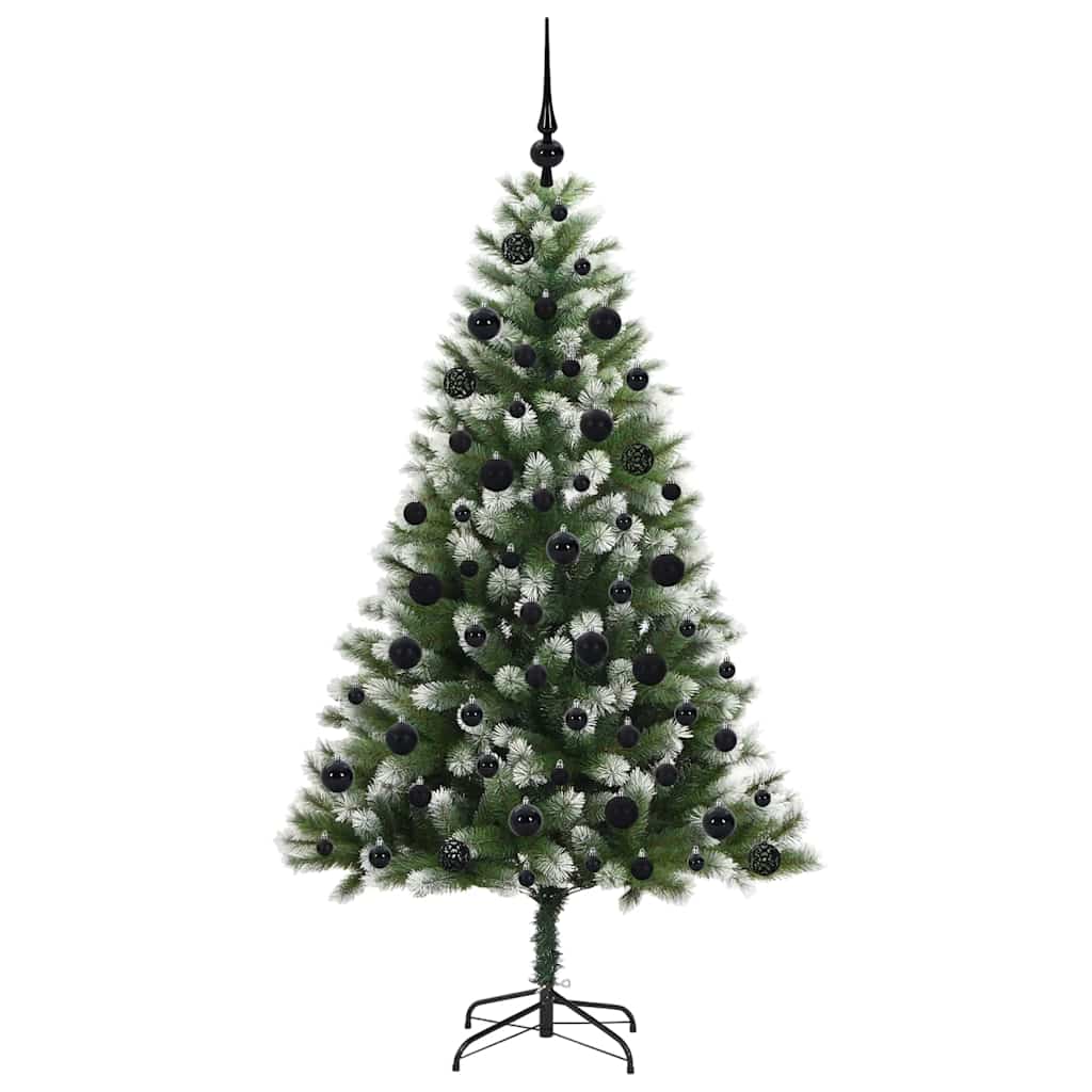 Kunstig leddet juletre med flocket snø Grønn og hvit 180 cm
