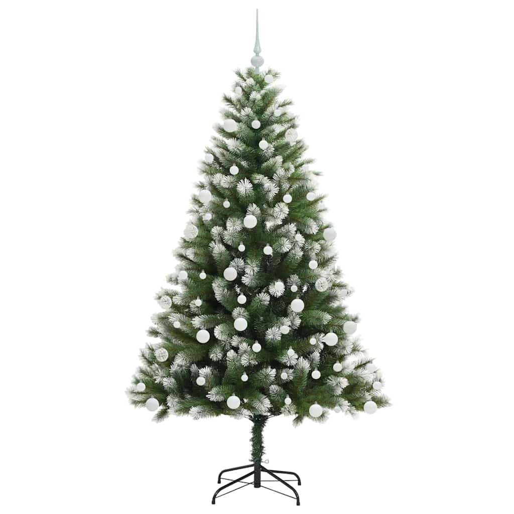 Kunstig leddet juletre med flocket snø Grønn og hvit 180 cm