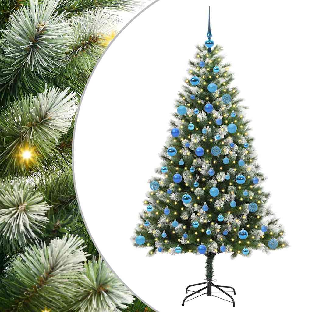 Kunstig leddet juletre med flocket snø Grønn og hvit 180 cm