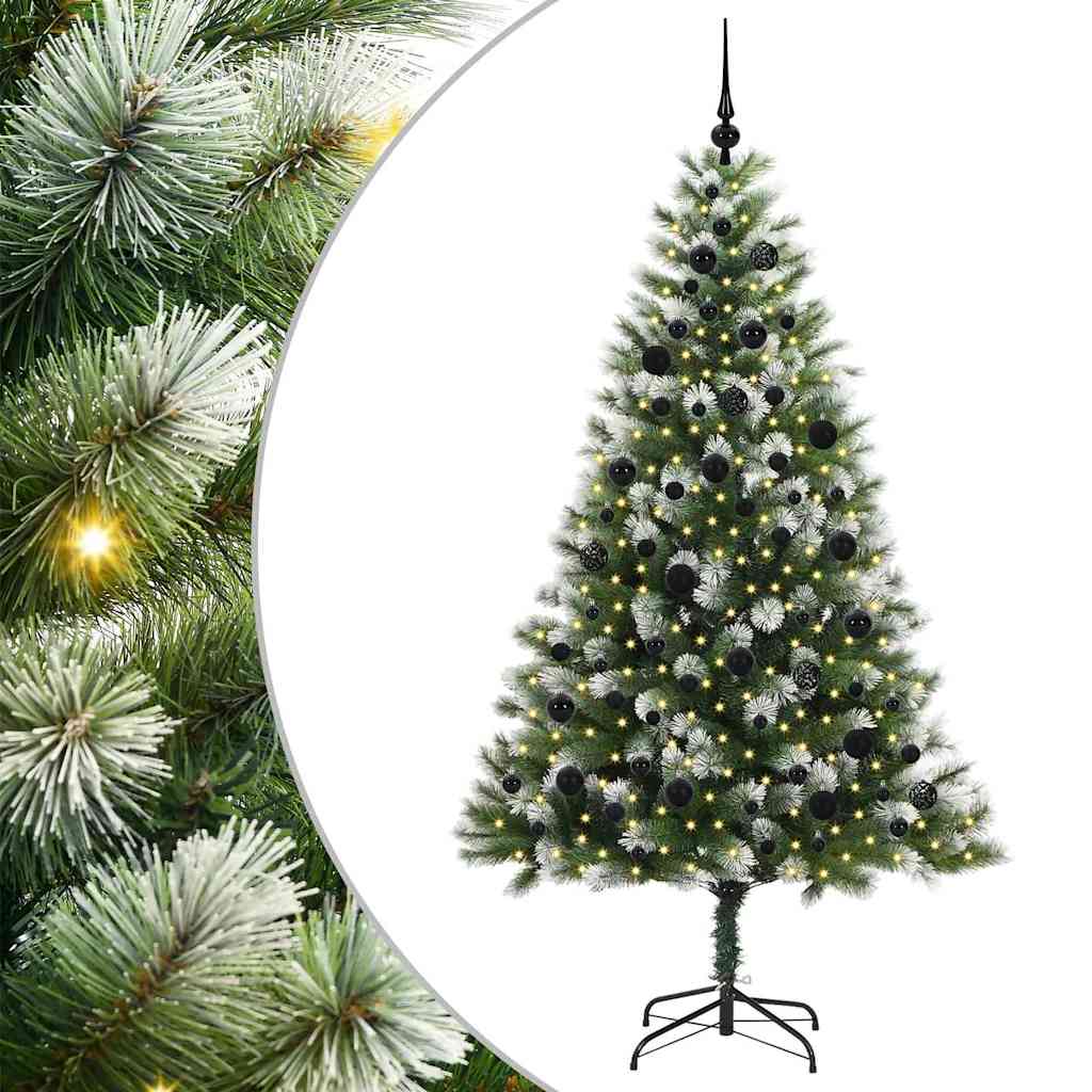 Kunstig leddet juletre med flocket snø Grønn og hvit 210 cm