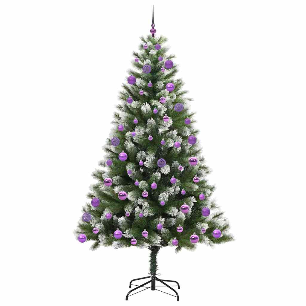 Kunstig leddet juletre med flocket snø Grønn og hvit 210 cm